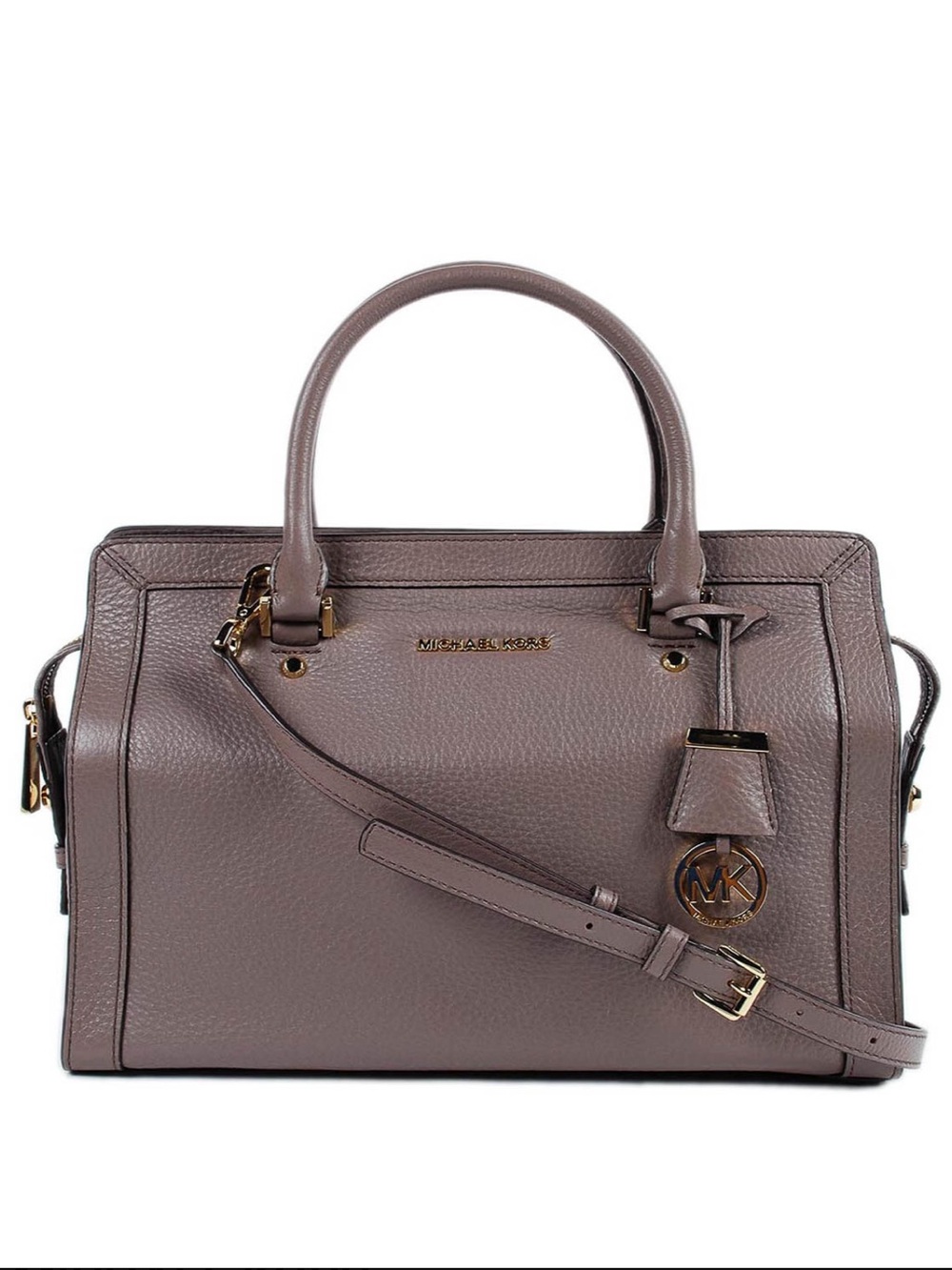 Michael Kors Collin’s Large Leather Taupe Leather Satchel with Gold Hardware